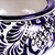 Comedero para pájaros de cerámica, 'Estilo Talavera Azul Marino' - Comedero para pájaros de cerámica azul marino estilo talavera de México