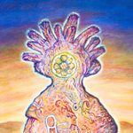 Giclée print on canvas, 'The Shaman' - Limited Edition Huichol Motif Giclée