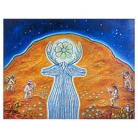 Giclee print on canvas, 'After the Ritual' - Huichol Themed Limited Edition Giclee