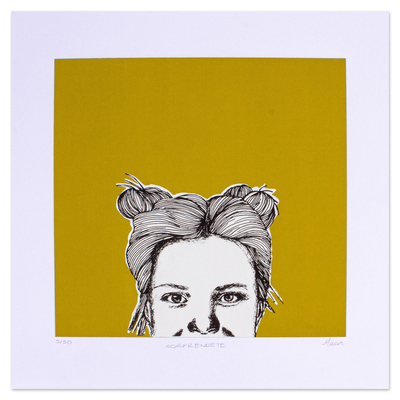 'Surprise Yourself' - Signed Silk Screen Print with Female Portrait from Mexico