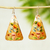 Copper dangle earrings, 'Floral Pyramid' - Hand Painted Copper Triangular Dangle Earrings from Mexico thumbail