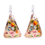 Copper dangle earrings, 'Floral Pyramid' - Hand Painted Copper Triangular Dangle Earrings from Mexico (image 2a) thumbail