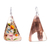 Copper dangle earrings, 'Floral Pyramid' - Hand Painted Copper Triangular Dangle Earrings from Mexico