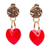Swarovski crystal dangle earrings, 'Deep Love' - Swarovski Crystal Gold Plated Red Heart Earrings from Mexico
