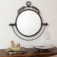 Recycled metal wall mirror, 'Industrial Revival' - Industrial Recycled Metal Wall Mirror