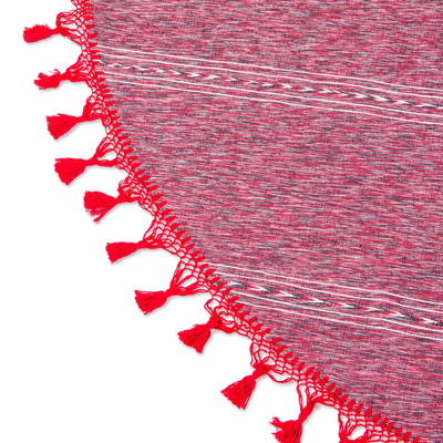 Cotton tablecloth, 'Red Melange' - Handwoven Round Tablecloth