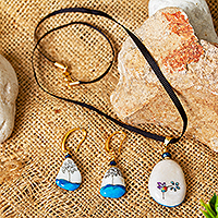 Featured review for Hand-painted marble jewelry set, Tree of Life in Blue