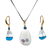 Hand-painted marble jewelry set, 'Tree of Life in Blue' - Marble Jewelry Set with Tree of Life Motif (image 2a) thumbail