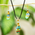 Hand-painted jewelry set, 'Village Trends' - Gold-Accented Marble Jewelry Set thumbail