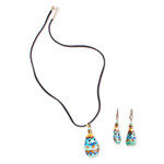 Hand-painted marble Jewellery set, 'Tribal Trends' - Gold-Accented Marble Jewellery Set