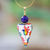 Hand-painted marble pendant necklace, 'Rainbow Hummingbird' - Heart-Shaped Marble Pendant Necklace