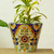 Ceramic flower pot, 'Talavera Tradition' - Talavera-Style Ceramic Planter