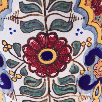 Macetero de cerámica, 'Talavera Tradition' - Macetero de cerámica estilo Talavera