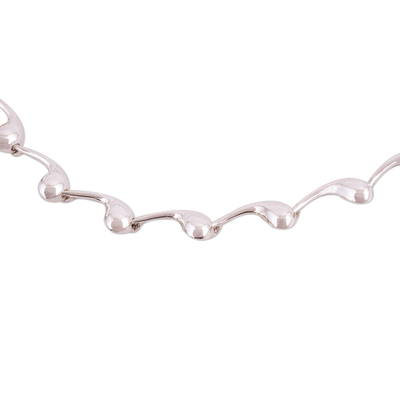 Halskette aus Sterlingsilber - Taxco Silber geformte Tropfen-Statement-Halskette aus Mexiko