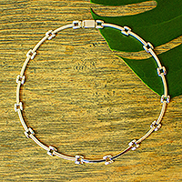 Sterling silver link necklace, Square Links