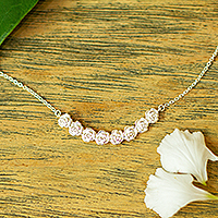 Sterling silver pendant necklace, 'Sweetheart Rose Garland'