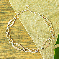 Sterling silver link necklace, 'Rhombus Dancers' - Taxco Sleek Sterling Silver Link Necklace from Mexico