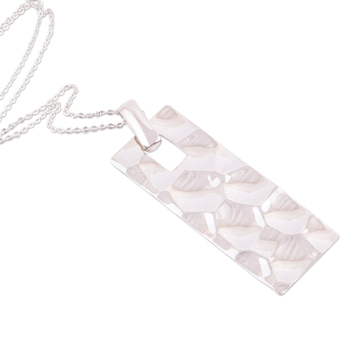Sterling silver pendant necklace, 'Intriguing Textures' - Taxco Silver Hammered Texture Pendant Necklace from Mexico