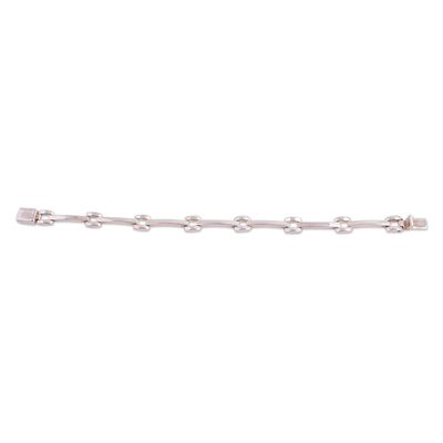 Sterling silver link bracelet, 'Brilliant Taxco' - Taxco Sterling Link Bracelet