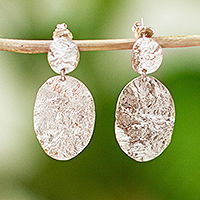 Sterling silver dangle earrings, 'Taxco Tradition' - Textured Taxco Silver Earrings