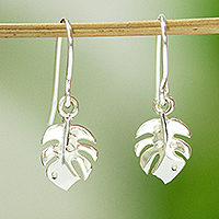 Sterling silver dangle earrings, 'Bright Spring' - Leaf-Shaped Sterling Silver Earrings