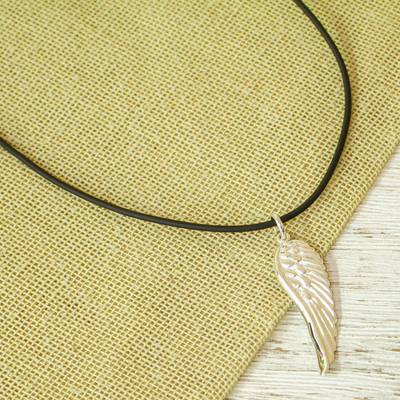 Mens sterling silver pendant necklace, Take Wing