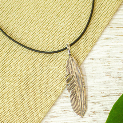 Mens sterling silver pendant necklace, Fly in the Wind
