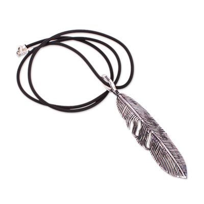 Men's sterling silver pendant necklace, 'Fly in the Wind' - Taxco Silver Men's Pendant Necklace from Mexico