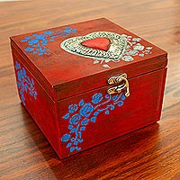 Wood jewelry box, 'Precious Heart' - Heart Motif Wood Jewelry Box