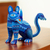 Wood alebrije sculpture, 'Blue Rhino' - Artisan Crafted Rhino Alebrije (image 2) thumbail