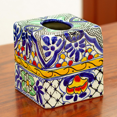 Ceramic tissue box cover, Hacienda Colors