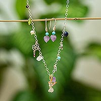 Gold-accented multi-gemstone jewelry set, 'Good Wishes' - Multi-Gemstone Jewelry Set