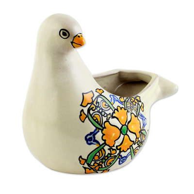 Maceta de cerámica - Jardinera de palomas de cerámica pintada a mano