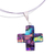 Dichroic art glass cross necklace, 'Infinite Glory' - Artisan Crafted Colorful Dichroic Art Glass Cross Necklace thumbail