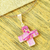 Dichroic art glass cross necklace, 'Sunny Bougainvillea' - Pink & Fuchsia Dichroic Art Glass Cross Necklace