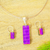 Dichroic art glass jewelry set, 'Fuchsia Fantasy' - Shimmering Fuchsia Dichroic Art Glass Necklace-Earrings Set