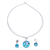 Dichroic art glass jewelry set, 'Luminous Discs' - Aqua Dichroic Art Glass Necklace & Earrings Jewelry Set thumbail