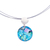 Dichroic art glass jewelry set, 'Luminous Discs' - Aqua Dichroic Art Glass Necklace & Earrings Jewelry Set (image 2c) thumbail