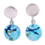 Dichroic art glass jewelry set, 'Luminous Discs' - Aqua Dichroic Art Glass Necklace & Earrings Jewelry Set (image 2d) thumbail