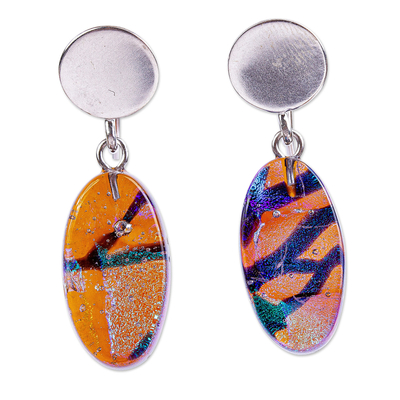 Dichroic art glass jewellery set, 'colourful Luminosity' - colourful Dichroic Art Glass Necklace & Earrings jewellery Set
