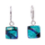 Dichroic art glass jewelry set, 'Cool Iridescence' - Blue & Yellow Dichroic Art Glass Necklace & Earrings Set (image 2d) thumbail