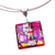 Dichroic art glass jewelry set, 'Red Iridescence' - Red Multicolor Dichroic Art Glass Necklace & Earrings Set (image 2c) thumbail