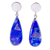 Dichroic art glass dangle earrings, 'Deep Blue Reflections' - Dichroic Art Glass and Silver Earrings in Deep Blue (image 2a) thumbail
