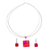 Dichroic art glass jewelry set, 'Scarlet Glow' - Scarlet Dichroic Art Glass Necklace & Earrings Jewelry Set