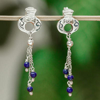 Lapis lazuli waterfall earrings, 'Cascade of Blue' - Handmade Lapis Lazuli Earrings