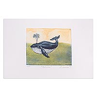 Aquatint print, 'Little Whale' - Signed Original Whale Print