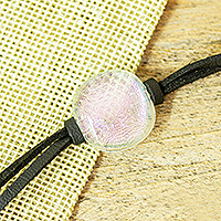 Pulsera colgante de vidrio dicroico, 'Iridiscencia etérea' - Pulsera colgante de vidrio artístico