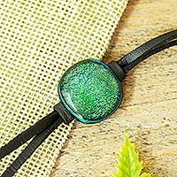 Pulsera colgante de vidrio dicroico, 'Ethereal Emerald' - Pulsera de vidrio dicroico verde
