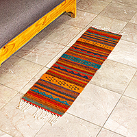 Wool runner, 'Teotitlan Valley' (41 inches) - Handloomed Wool Runner (41 Inches)