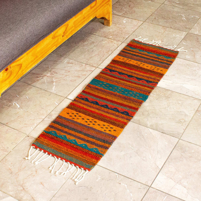 Wool runner, 'Teotitlan Valley' (41 inches) - Handloomed Wool Runner (41 Inches)